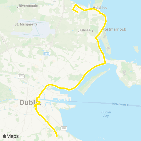 Dublin Bus UCD Belfield - Malahide map