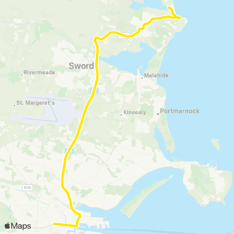 Dublin Bus Portrane - St Stephens Green map
