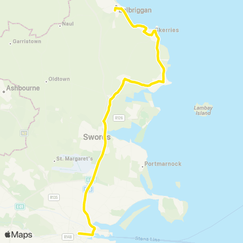 Dublin Bus Skerries - Custom House Qy / St Stephen Green map