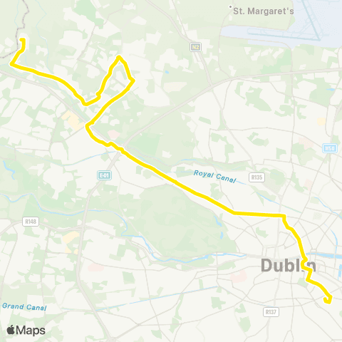 Dublin Bus Damastown via Navan Rd - Burlington Rd map