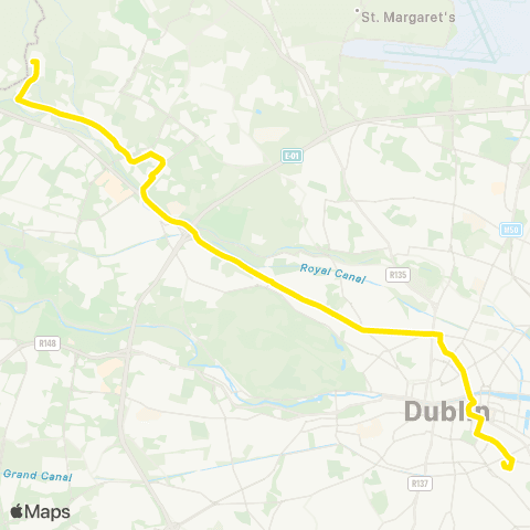Dublin Bus Damastown via Ballycoolin Ind Est - Burlington Rd map