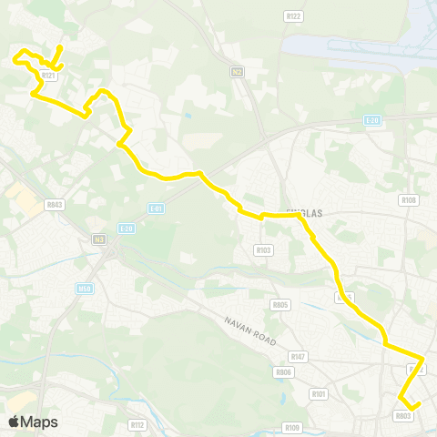 Dublin Bus Tyrrelstown - Parnell Street map