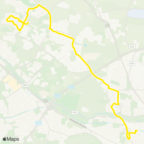 Dublin Bus Broombridge Luas - Tyrrelstown map