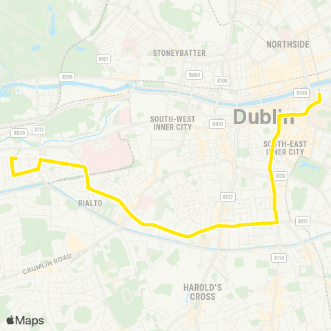 Dublin Bus Hawkins Street - Bulfin Road map
