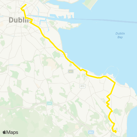 Dublin Bus Loughlinstown - Mountjoy Sq map
