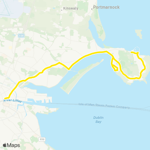 Dublin Bus Howth Dart Station - Lower Abbey Street map