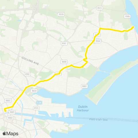 Dublin Bus Baldoyle - Lower Abbey Street map