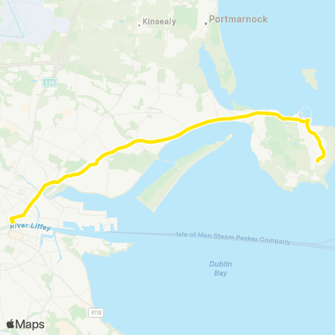 Dublin Bus Howth Summit - Lower Abbey Street map