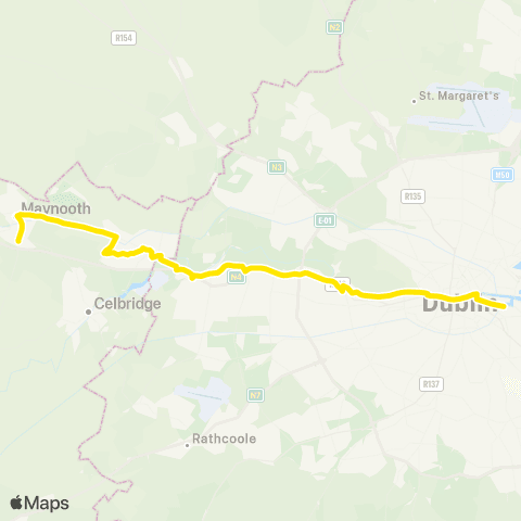Dublin Bus Maynooth - Ringsend Night Service map