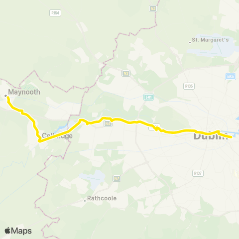 Dublin Bus Maynooth - Celbridge - Ringsend Night Service map