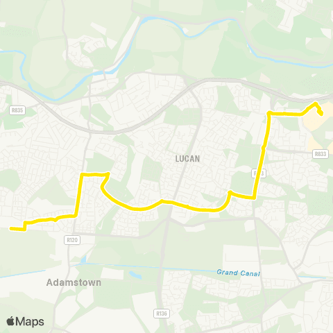 Dublin Bus Liffey Valley - Adamstown Station map