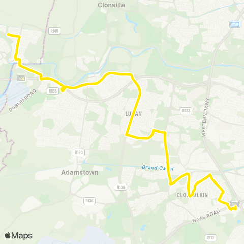 Dublin Bus River Forest - Red Cow Luas map