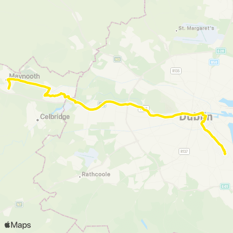 Dublin Bus Maynooth - Easton Rd - UCD map