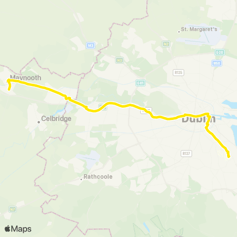 Dublin Bus Maynooth - Louisa Bridge - Leeson St Lower map