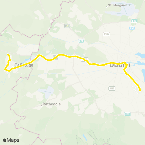 Dublin Bus Salesian College - Aghards Rd - UCD map