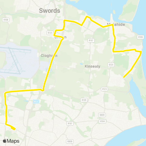 Dublin Bus Portmarnock - DCU map