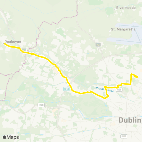 Dublin Bus Dunboyne - DCU map