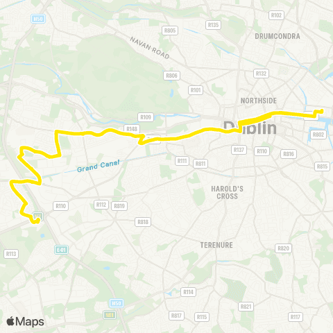 Dublin Bus Red Cow LUAS - Spencer Dock map