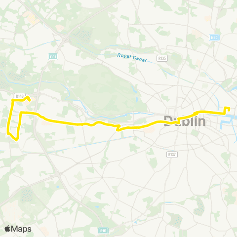 Dublin Bus Liffey Valley SC - Spencer Dock map