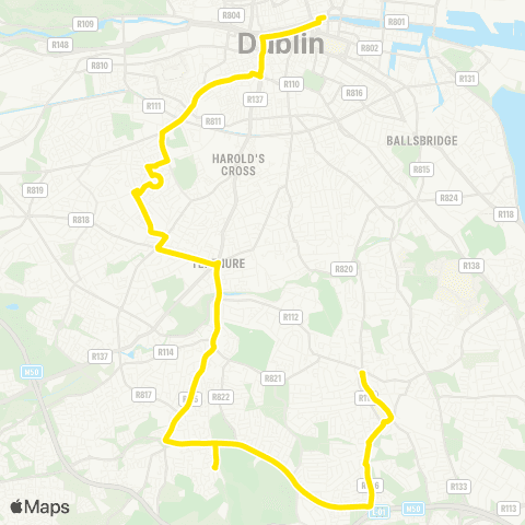 Dublin Bus Dundrum Luas - Eden Quay map