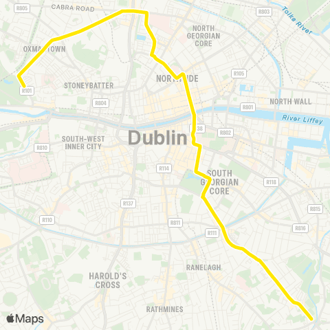 Dublin Bus Phoenix Park - Donnybrook map