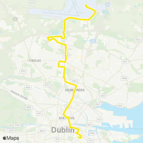 Dublin Bus Parnell Square West - Dublin Airport map
