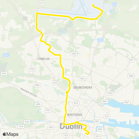 Dublin Bus Merrion Square - Dublin Airport map