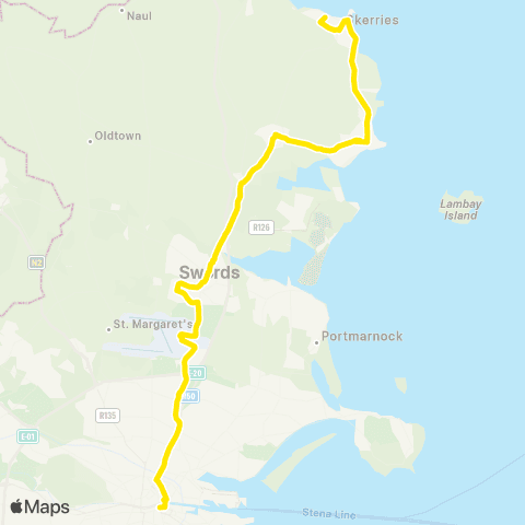 Dublin Bus Nitelink Westmoreland Street - Balbriggan map