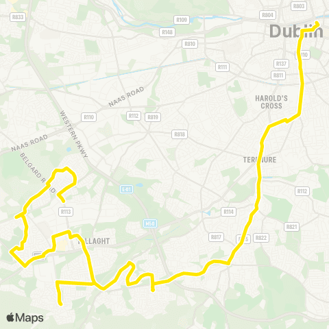 Dublin Bus Nitelink D'Olier Street - Kilnamanagh map