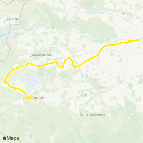 Dublin Bus Nitelink Dublin City S, Westmoreland St - Saggart, map