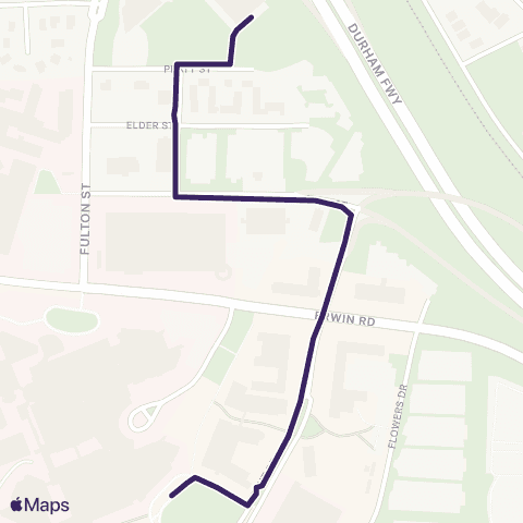 Duke Transit H 2: Hospital Loop North to South map