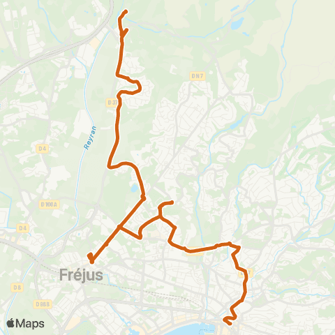 Le Bus St-Raphaël Gare rout. - Fréjus Gare rout. - Domaine du Capitou map