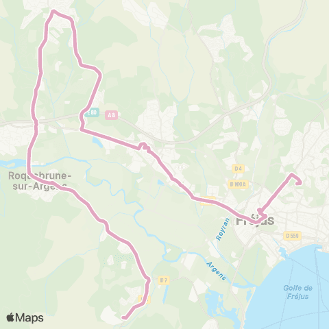 Le Bus Lycée Camus - Fréjus Gare rout. - la Bouverie - Roquebrune Village - les 2 Collines map