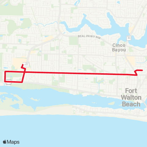 EC Rider Fort Walton Beach map