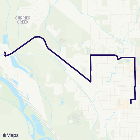Ellensburg Central Transit I-90 interchange to Dtwn via University map