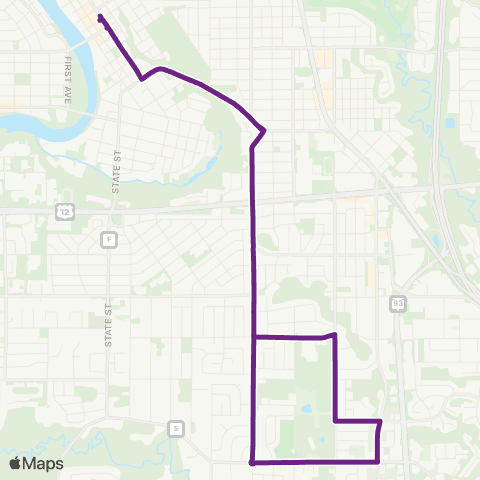 Eau Claire Transit Rudolph Road map