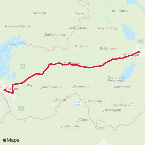 Bus Éireann Galway - Mullingar - Dundalk map