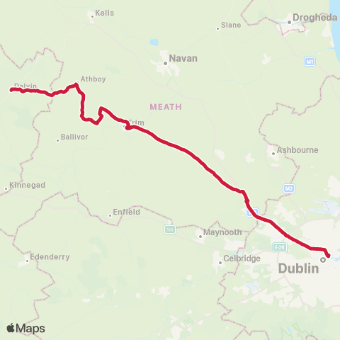 Bus Éireann Wilton Tce - Trim - Granard - Cavan map
