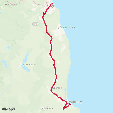 Bus Éireann Bray - Wicklow map