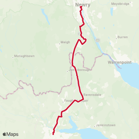 Bus Éireann Dundalk - Ravensdale - Newry map
