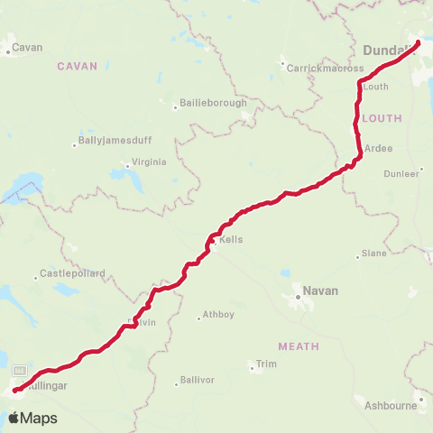 Bus Éireann Dundalk - Louth - Ardee map