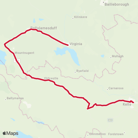 Bus Éireann Kells - Virginia - Ballyjamesduff map