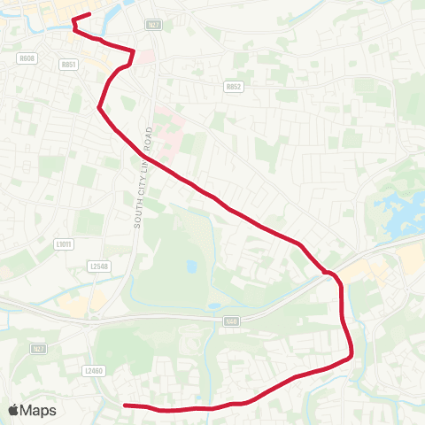 Bus Éireann Grange - Douglas - South Mall map