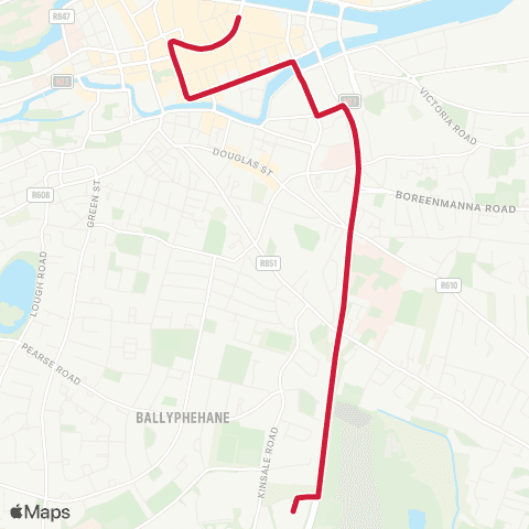 Bus Éireann Lapps Quay (P&R) - Black Ash map