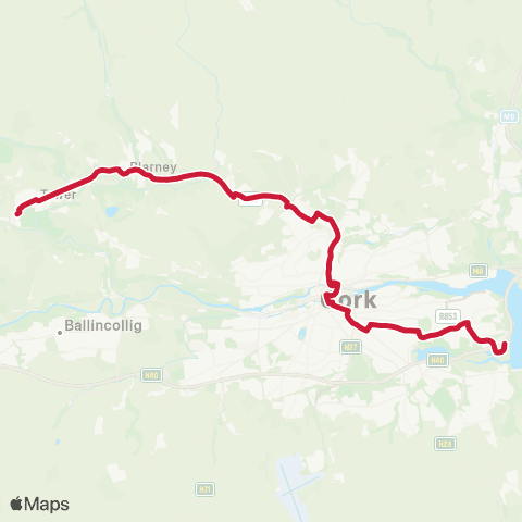 Bus Éireann Mahon Point - Ballinlough - Cloghroe map