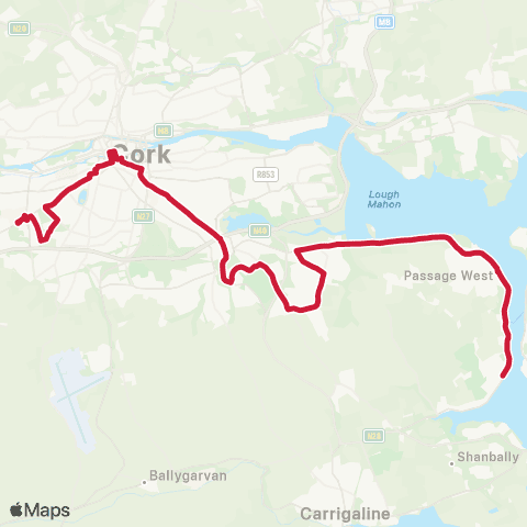 Bus Éireann Mount Oval - City - Glasheen - CUH map