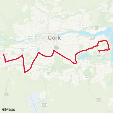 Bus Éireann Mahon - Douglas - CUH / CIT (South Orb) map