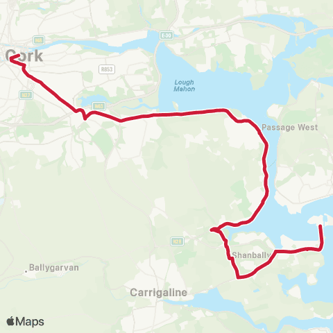 Bus Éireann Cork - Ringaskiddy - Haulbowline map