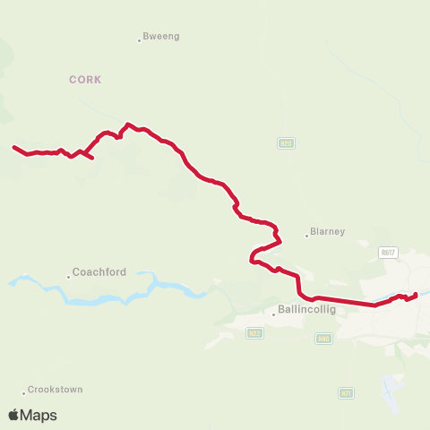 Bus Éireann Cork - Rylane - Stuake map