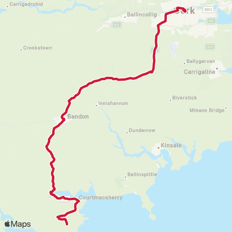Bus Éireann Cork - Bandon map